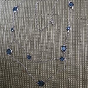 Vintage Elegant Silver and Blue Double Strand Necklace